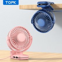 TOPK 5-Zoll-Mini-tragbarer Ventilator für Camping, elektrischer USB-Schreibtischventilator mit Clip, persönlicher USB-Ventilator, Tisch-Stehventilatoren für Zimmer, drinnen und draußen