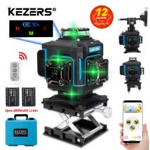 KEZERS digital display grün laser level 4000 16 linien 4d KL4D-03G selbst nivellierung koffer 2 stücke mah lithium batterien