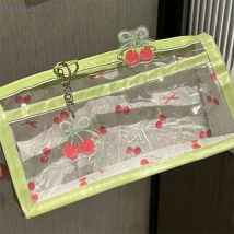 【MAX-55】Sweet Cherry Transparentes Federmäppchen, großes Fassungsvermögen, für Studenten, Schreibwaren, Reißverschluss, Stifttasche, Schulbedarf, Make-up-Aufbewahrungstasche