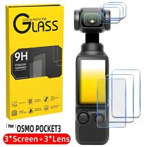 Per DJI OSMO Pocket 3 Pellicola protettiva per schermo in vetro temperato Durezza Pellicola per fotocamera con obiettivo antigraffio per pellicole per fotocamera DJI Pocket 3
