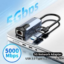 Scheda di rete USB da 5000 Mbps Adattatore cablato ad alta velocità da 5 Gbps Convertitore Ethernet USB 3.0 da tipo C a RJ45 HUB per MacBook Notebook PC