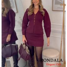 Stilvolles Strickrock-Set für Damen, lockerer gestrickter Top-Mantel und A-Linien-Rock, Neu, 2025, Frühling, Herbst, Herbst, elegantes, modernes Set