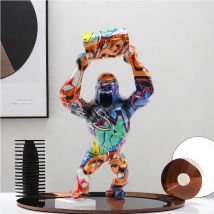 ERMAKOVA Kreative Harzskulptur Gorilla Dekoration Heben Sie den Eimer Gorilla Figur Statue Wohnzimmer Schrank Dekor an