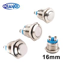 1pc 16mm 1NO alta testa piatta impermeabile ripristino momentaneo interruttore a pulsante in metallo terminale a vite campanello motore per auto alimentazione PC
