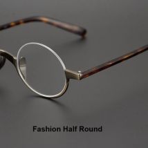 2025, japanische handgefertigte runde Halbrand-Brillengestelle für Männer und Frauen, Vintage-Acetat-Titan-Brillen, Persönlichkeit, optische Brillen