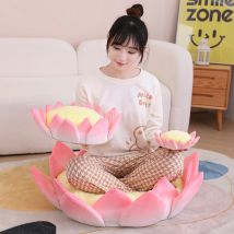 20-80cm Pink Lotus Flower Plush Pillow Back Cushion Soft Stuffed Plant Flower Toy Floor Mat Bedroom Home Pillow Birthday Gift
