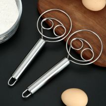 Frusta per impasto danese Stile olandese Impastatrice per pane in acciaio inossidabile Miscelatore a mano Testa a bobina binoculare Maniglia comfort per biscotti Torta di pane