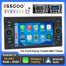 ESSGOO Carplay Car Stereo Android 14 Auto For Ford Focus MK2 Transit MK7 Fiesta Fusion Kuga C/S-Max Galaxy 2+64G GPS NAVI RDS BT