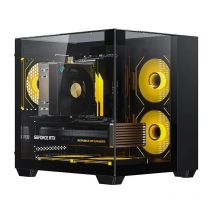 Yeah Magic Cube PC Case Game MATX Desktop Computer Chassis Seaview Room Case Curved Glass Support 240 Water Cooling+3Pcs Fans