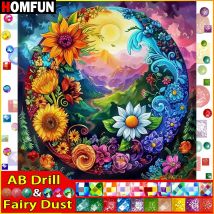 HOMFUN Fairy Dust AB DIY 5D diamentowe malowanie „dekoracje kwiatowy zachód słońca” pełny haft diamentowy sprzedaż obraz na prezenty festiwalowe