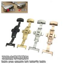 10 12 14 16 18 20 22 mm Edelstahl-Schmetterlings-Uhrenverschluss Uhrenarmband-Schnalle Ersatz für Leder-Uhrenarmband-Zubehör