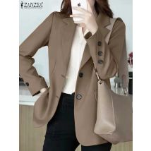 Zanzea Frauen lässig pendeln Blazer koreanischen Stil gekerbt Revers Langarm elegante Outwear Herbst 2024 Büro Dame Anzug Jacken