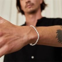 Bracciale a catena intrecciata in acciaio inossidabile color argento semplice per uomo Gioielli Hip Hop Bracciale regolabile da donna Accessori per feste