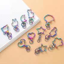 5 Stück Stern Herz Karabinerhaken Trigger Clips Schnallen Karabiner Clips Schlüsselanhänger für DIY Schlüsselanhänger Lanyard Schmuckherstellung Zubehör