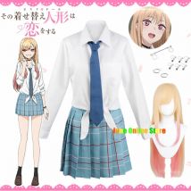 Kitagawa Marin Cosplay Anime My Darling Kitagawa Marin Cosplay Kostüm Kleider Schuluniform Perücke Ohrringe Anzug Mädchen