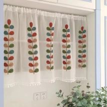 Gestickte bunte Blatt muster kurze Vorhänge Tür dekoration halbes Fenster Küchen vorhang Volant