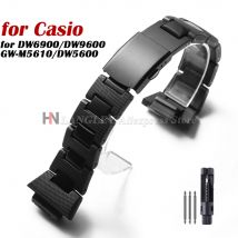Uhrenarmband für Casio für G-SHOCK für DW-6900 DW9600 DW5600 GW-M5610 Kunststoff-Stahlarmband Leichte schwarze Herren-Sportarmbänder