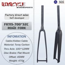 Winow Carbon-Rennradgabel Carbon 700c Disc Max-Reifen 32C Flat Mout 140 mm Steckachse 100 x 12 mm