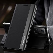 Flip-Hülle für Xiaomi 15T Mi 14T Pro 14 T Mi14T 13T Redmi 15C 14C 13C mit Seitenfenster, stoßfest, luxuriöses Litchi-PU-Leder, Standfunktion