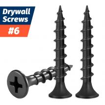 50 Stück # 6 Trockenbauschrauben mit hoher Härte, Grobgewinde, Kreuzschlitzantrieb, Signalhornkopf, schwarze Holzschrauben für Heimwerker, Heimreparatur, Industrie