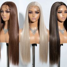 FREEDOM Long Straight Synthetic Lace Front Wigs For Women 30 Inch Ombre Blue Blonde Lace Wig Easy Wear Cosplay Wig