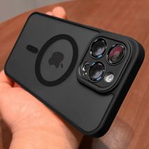 Magnetyczne, luksusowe, matowe, półprzezroczyste, wstrząsoodporne etui na iPhone'a 14 13 12 11 15 Pro Max Plus do bezprzewodowego ładowania Magsafe