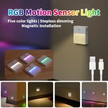 RGB Bewegungs sensor Nachtlicht USB wiederauf ladbare Farbwechsel lampe dimmbare drahtlose LED-Beleuchtung für Schrank Schlafzimmer Küche