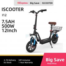 ISCOOTER I12 Scooter elettrico per adulti 500W Motore E-Scooter 36V7.5AH Batteria EScooter 12 pollici Pneumatico da strada E-Scooter