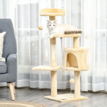 PawHut Árbol para gatos Rascador Grande con Plataformas Casetas Bolas de Juego