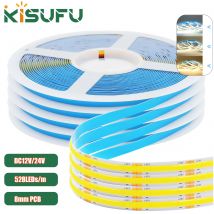 12V 24V COB LED-Streifenlicht Hohe Dichte 528LED/m 8mm PCB RA90 Flexibler LED-Streifen 3000K 4500K 6000K Dimmbares lineares Licht 2/10M