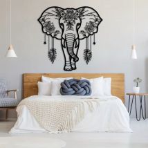 Schmiedeeisen Elefant Wand kunst-böhmisches Blumenmuster für Wohnzimmer dekoration, kreatives Haupt geschenk und stilvolle Wand dekoration