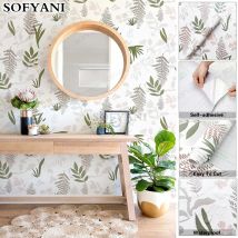 Moderne Blatt-Kontaktpapier-Kleiderschrank-Renovierung, selbstklebende Tapete für Badezimmer-Wanddekoration, florale Tapeten zum Abziehen und Aufkleben