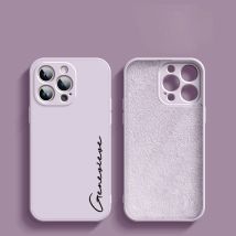 Maßgeschneiderte personalisierte Namenshülle für iPhone 16 15 14 13 12 11 Pro Max Plus Luxus Original weiche flüssige Silikon-DIY-Abdeckung 16