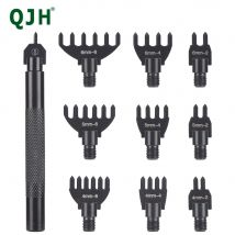 QJH 4/5/6 mm austauschbarer rautenförmiger Locher aus Metall und Stahl, manuelles DIY-Galvanik-Polier-Lochstanzwerkzeug (2/4/6 Zähne)