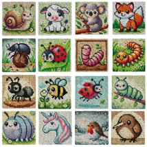 Süße Tiere Stickerei Knüpfhaken Kit Kissen Cartoon Teppich Kissen Knüpfhaken Teppich Kits Knopf Pad Paket Smyrna Paket DIY