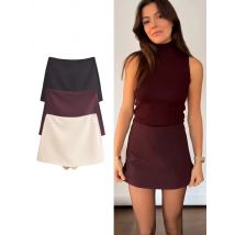 TFMLN Neue Frühjahr Frauen Solide Skort Mode Kausalen Seite Zipper Mini Shorts Röcke Vintage Hohe Taille Streetwear Shorts Röcke