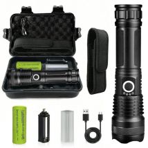 Aluminum Alloy Rechargeable Flashlight High Power Waterproof  Torch Light Zoomable with Storage Box Handheld Flash Lights