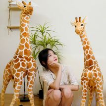 50-140cm de alta calidad gigante vida Real jirafa juguetes de peluche Animal relleno muñeca suave niños regalos de cumpleaños para bebés decoración de la habitación