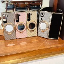 Für Samsung Galaxy Z Fold 7 6 5 4 3 Z Fold 7 Hüllen Lederhülle Luxus Kosmetikspiegelhalter Halterung Handyhülle