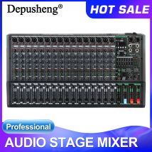 Consola mezcladora Depusheng PA16 Mezclador de audio profesional para DJ Placa de sonido Interfaz de sistema de escritorio 16 canales Digital 99 Efecto de reverberación