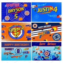 GFUITRR Nerf Gun Photography Backgrounds Boys Birthday Photo Backdrops Cartoon Decor Banners Poster Photo Booth Props
