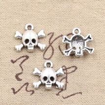 30 Stück Charms Totenkopf Skelett Knochen Kopf 15x14mm Antik Bronze Silber Farbe Anhänger Herstellung DIY handgemachter tibetischer Schmuck