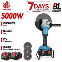 ONEVAN 5000W Bezszczotkowa Elektryczna Szlifierka Kątowa 18000RPM 180mm Akumulatorowa Do Cięcia Metalu Drewna Narzędzia Elektryczne Do Akumulatorów Makita 18V