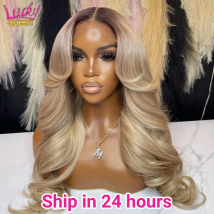 Parrucca frontale colorata bionda Ombre 13X6 Capelli umani per le donne Parrucca anteriore in pizzo 13X6 trasparente con radice scura Pre pizzicata