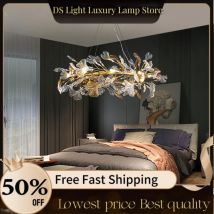 Nordic Hängen Kristall Kronleuchter Für Schlafzimmer Wohnzimmer Esszimmer Runde Glas Blatt Luxus Kristall Kronleuchter Zweig Kronleuchter