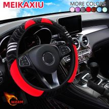 3-teiliges Set Niedliches schwarz-rotes kleines Monster aus Plüsch Winterauto ohne Innenring Lenkradbezug Handbremsabdeckung Griffsatz