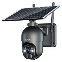 Xega 4G LTE Telecamera di Sorveglianza 6W Ad Energia Solare 10600mAh Telecamera di Sicurezza Esterna Senza Fili PTZ 360 Auto Track Visione Notturna 3MP