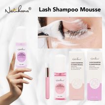 Natuhana 60 ml Wimpernverlängerungsshampoo Mousse Falsche Wimpern Kleber Zubehör Wimpernreinigungsschaum Keine Stimulation Make-up-Tools