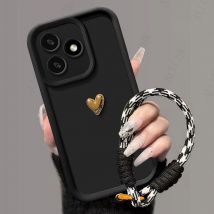 Per Honor 400Lite Custodia Honor 400 Custodia per telefono ABR-NX1 Honor 400 lite Honor 400 Pro 5G 3D Goden Love Heart Cinturino da polso Cover posteriore