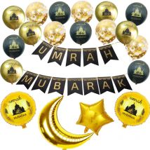 1Set Umrah Mubarak Ballon Set Banner Muslimischen Festival Home DIY Decor Eid Mubarak Ramadan Kareem Hajj Party Liefert